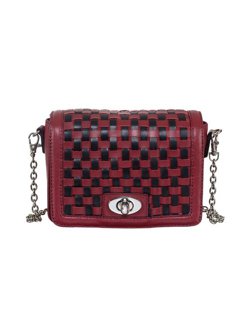 red leather weaved structured sling bag - 13656925 - Very Small Image - 1