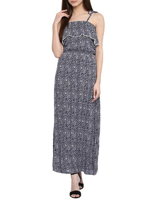 navy blue rayon ruffle dress - 13659700 - Very Small Image - 1