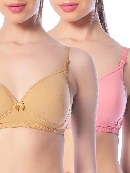 set of 2 multi colored cotton t-shirt bra - 13659980 - Very Small Image - 1