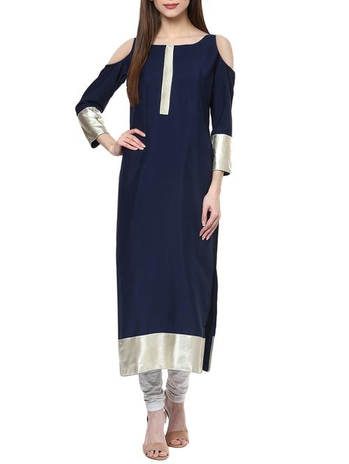straight cold shoulder kurta - 13662847 - Very Small Image - 1