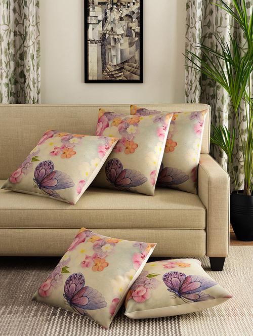romee set of 5 polyester floral printed cushion cover - 13665678 - Very Small Image - 1