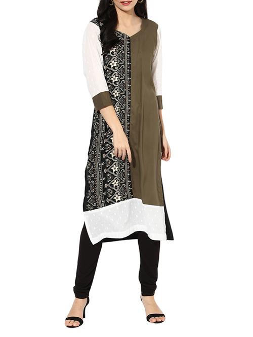 grey printed straight kurta - 13665779 - Very Small Image - 1