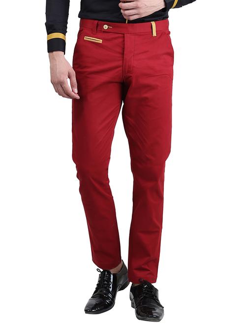 red cotton chinos casual trousers - 13665980 - Very Small Image - 1