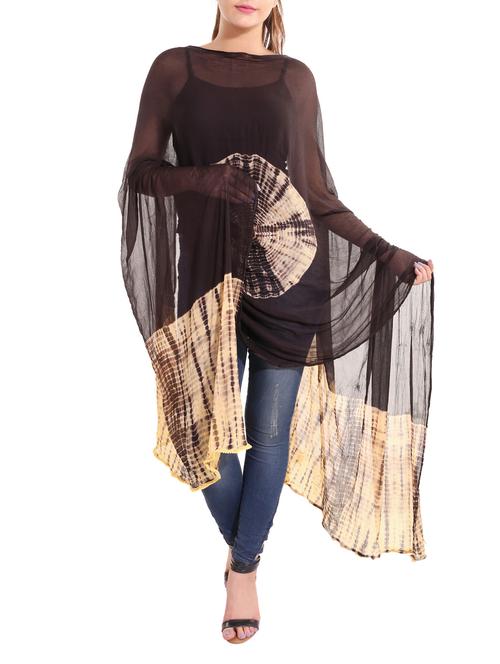 brown tie & dye dupatta - 13666960 - Very Small Image - 1
