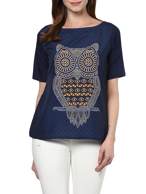 blue crepe regular top - 13667410 - Very Small Image - 1