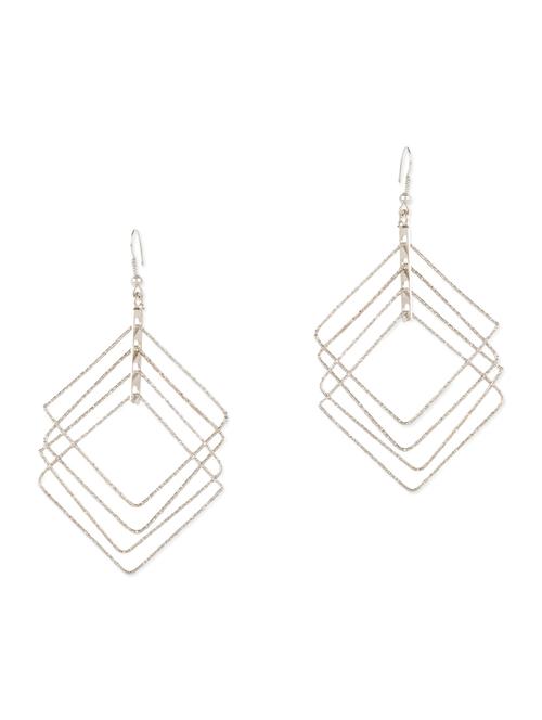 silver metal drop earrings - 13667484 - Very Small Image - 1