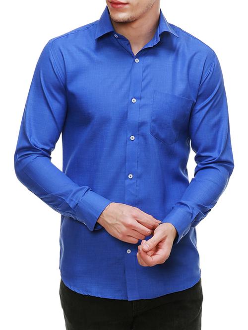 blue solid casual shirt  - 13667896 - Very Small Image - 1