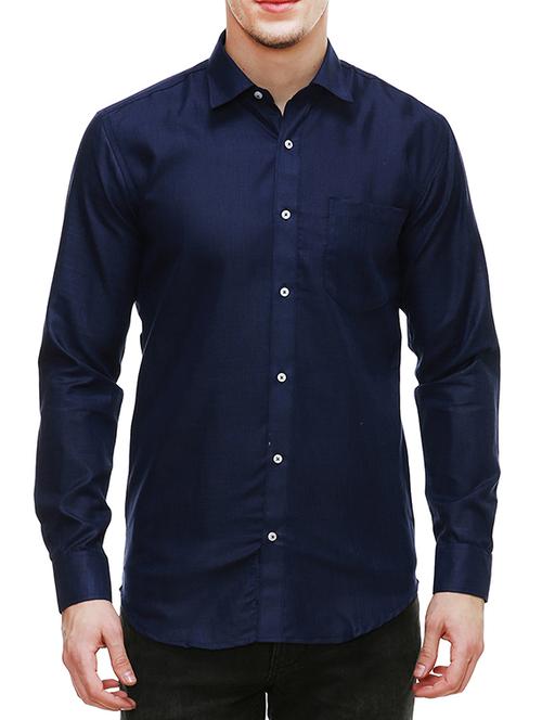 navy blue cotton casual shirt - 13667902 - Very Small Image - 1