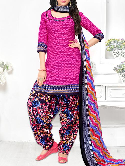 pink cotton unstitched suit - 13668233 - Very Small Image - 1