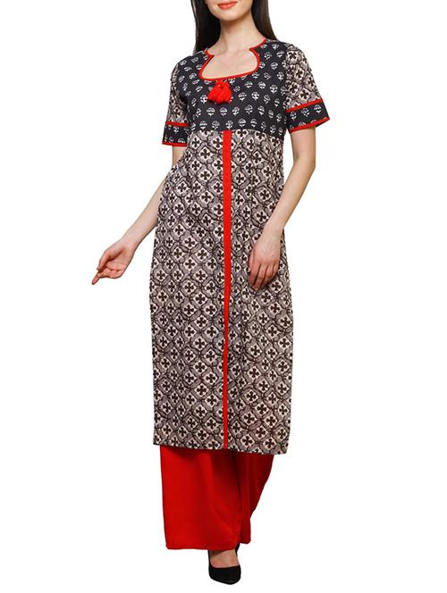 printed straight kurta - 13668262 - Very Small Image - 1