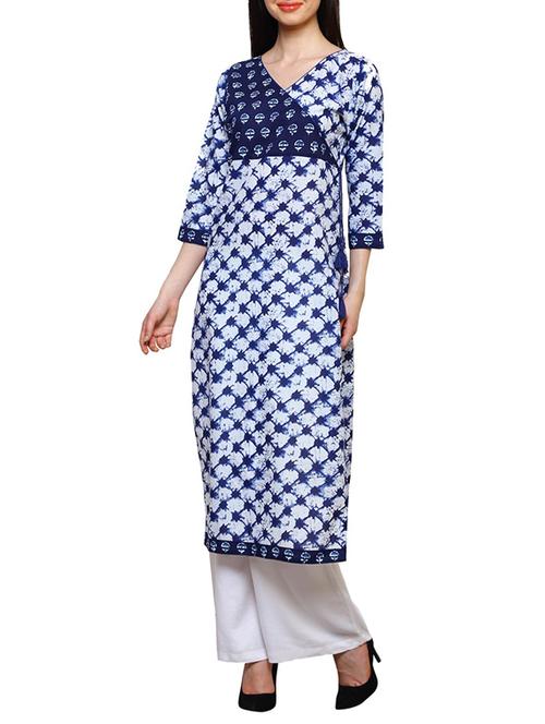 printed angrakha straight kurta - 13668266 - Very Small Image - 1