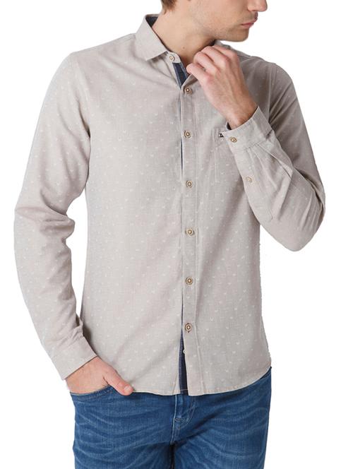 beige cotton casual shirt - 13669254 - Very Small Image - 1