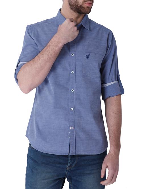navy blue cotton casual shirt - 13669265 - Very Small Image - 1