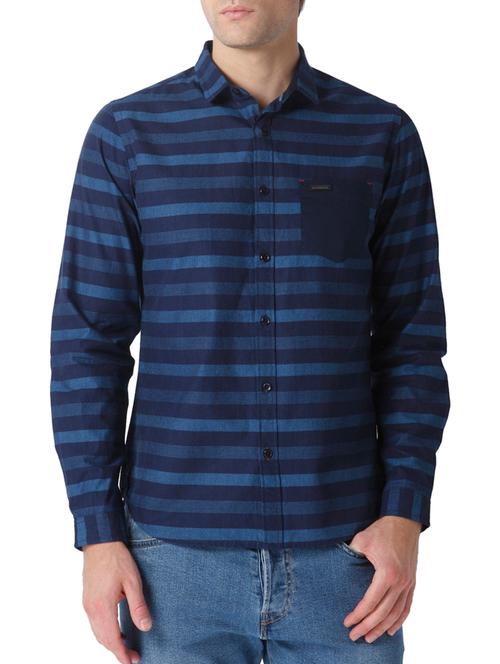 blue cotton casual shirt - 13669281 - Very Small Image - 1