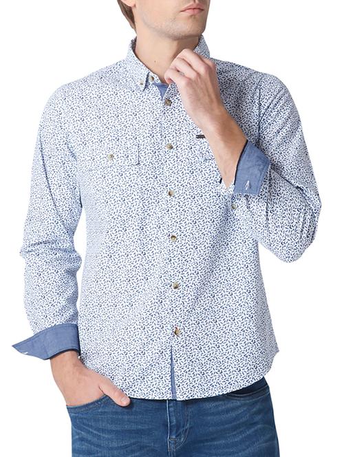 blue cotton casual shirt - 13669303 - Very Small Image - 1