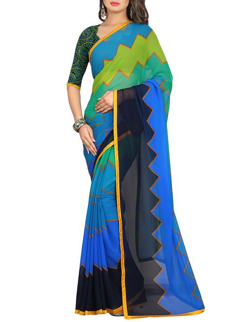 multi colored georgette printed saree with blouse - 13669865 - Very Small Image - 1