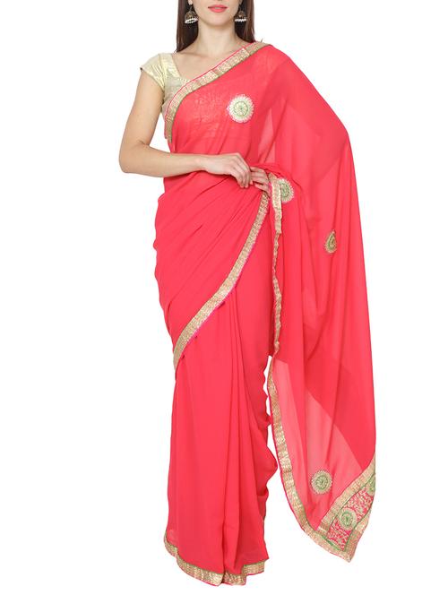 gotta lace applique saree with blouse - 13671758 - Very Small Image - 1