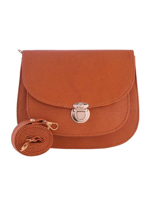 brown leatherette messenger sling bag - 13675872 - Very Small Image - 1