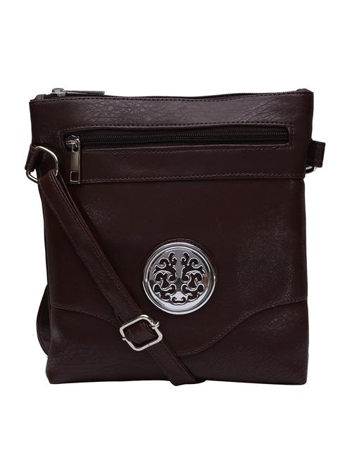 brown leatherette regular sling bag - 13675904 - Very Small Image - 1