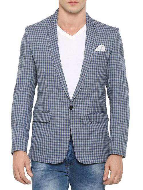 blue cotton casual blazer - 13676754 - Very Small Image - 1
