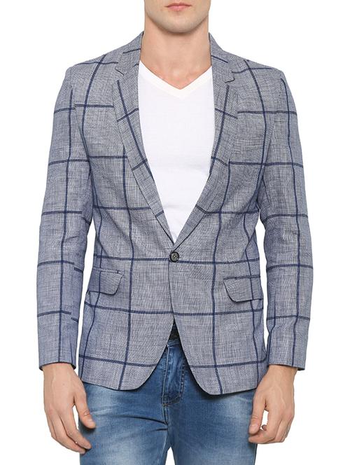 grey cotton casual blazer - 13676756 - Very Small Image - 1
