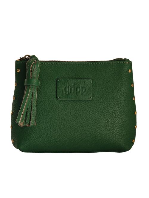 solid green leather handcrafted clutch - 13678534 - Very Small Image - 1