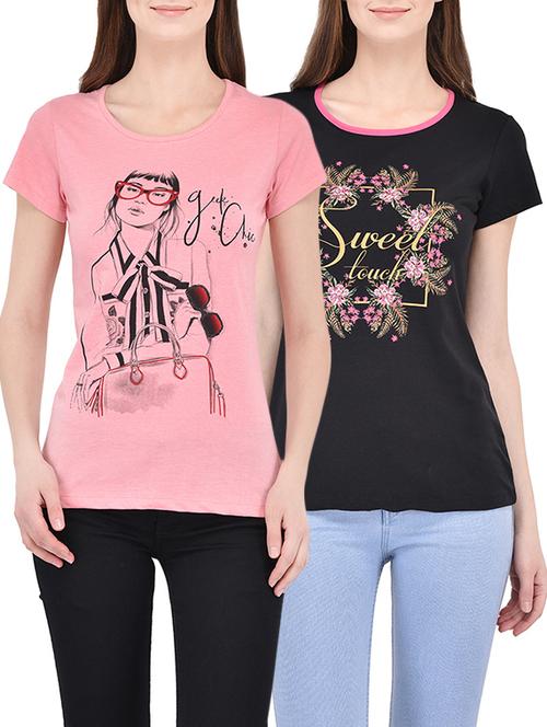 set of 2 multi colored cotton regular tee - 13679728 - Very Small Image - 1