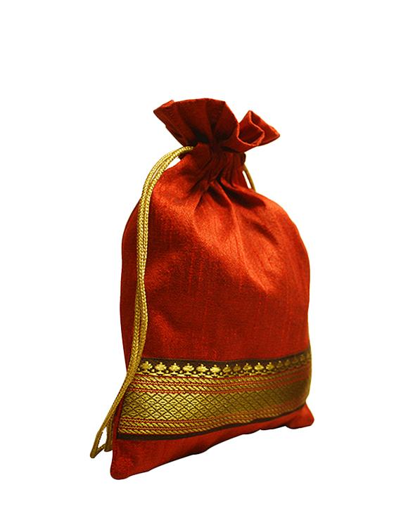 orange silk potli - 13679903 - Zoom Image - 4