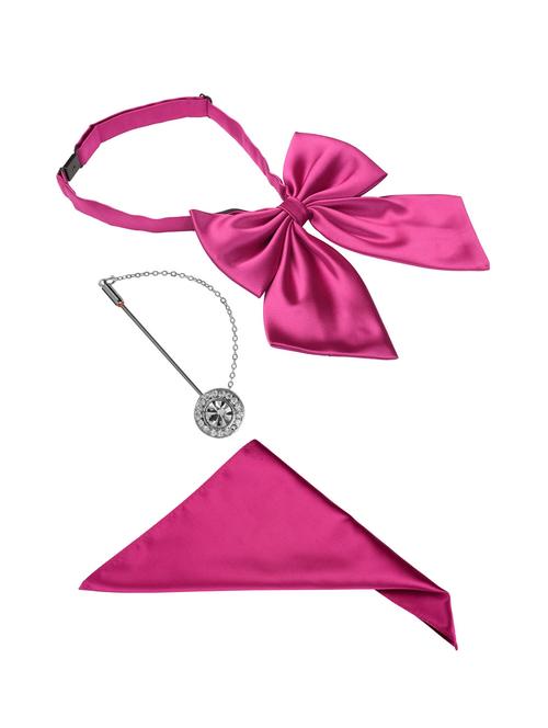 pink bow tie, pocket square and a lapel pin - 13680379 - Very Small Image - 1