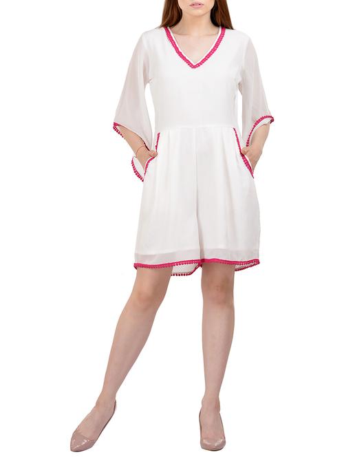 white georgette romper - 13683800 - Very Small Image - 1