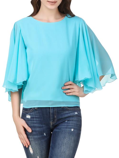 light blue georgette regular top - 13684959 - Very Small Image - 1