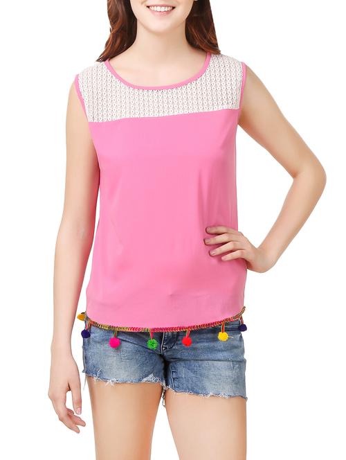 pink polycrepe regular top - 13685229 - Very Small Image - 1