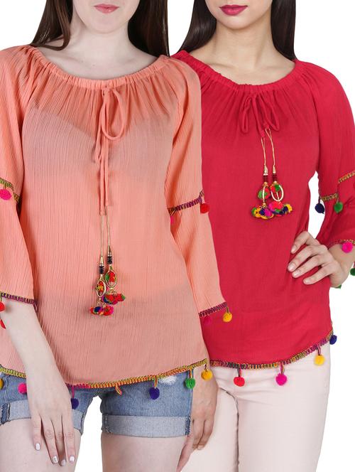set of 2 multicolored rayon tops - 13685437 - Very Small Image - 1