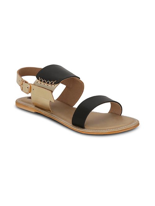 black faux leather back strap sandals - 13686741 - Very Small Image - 1