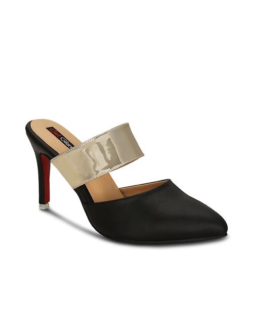 black faux leather slip on sandals - 13687217 - Very Small Image - 1