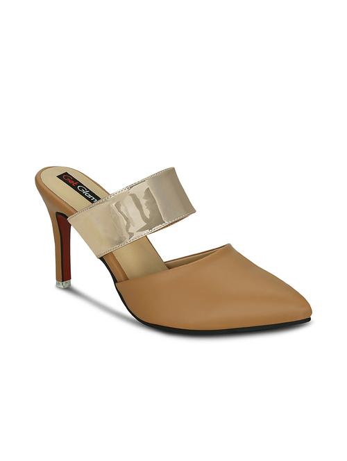 tan faux leather slip on sandals - 13687219 - Very Small Image - 1