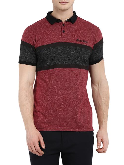 colour block red cotton t-shirt - 13688109 - Very Small Image - 1