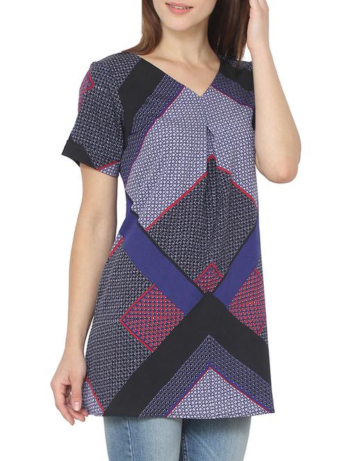 blue crepe regular tunic - 13689317 - Very Small Image - 1