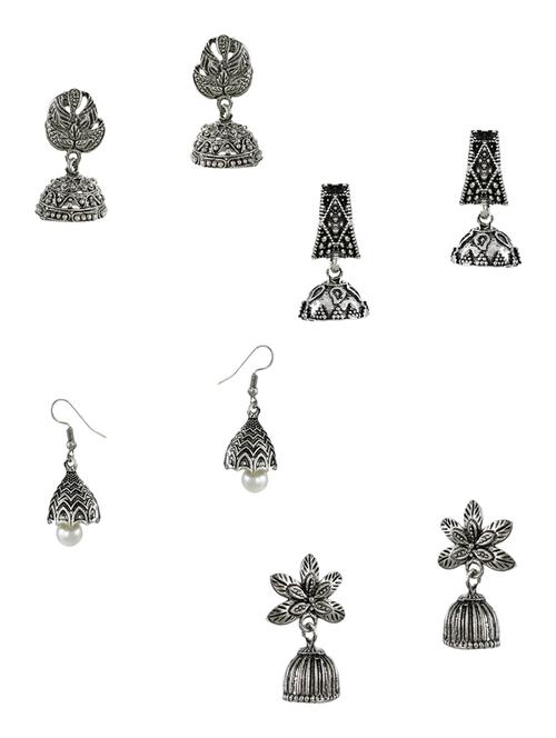 silver combos oxidized jhumka - 13691232 - Very Small Image - 1