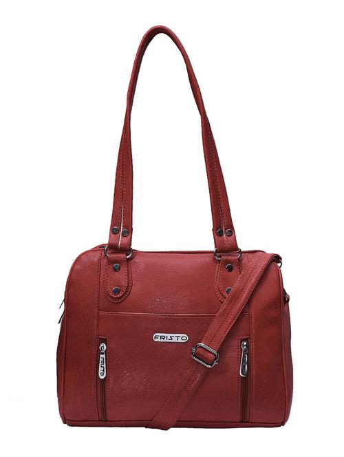 maroon leatherette regular handbag - 13691935 - Very Small Image - 1