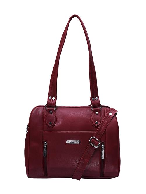 maroon leatherette regular handbag - 13691939 - Very Small Image - 1