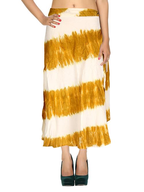 yellow printed rayon wrap skirt - 13692023 - Very Small Image - 1