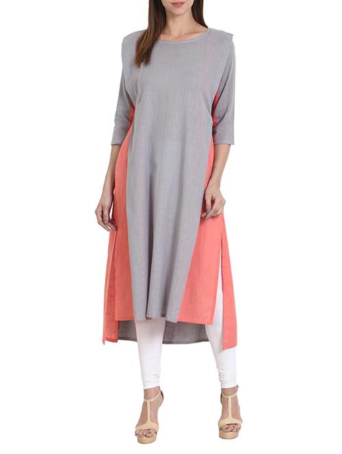 color block high-low kurta - 13693000 - Very Small Image - 1