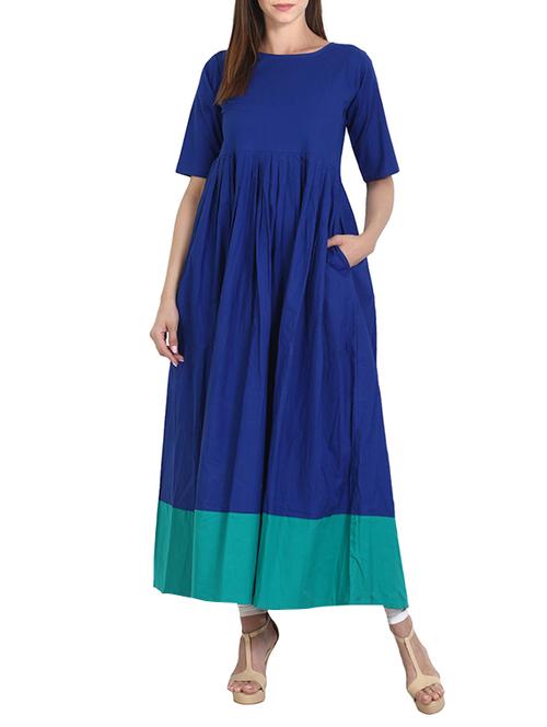 flared color block kurta - 13693020 - Very Small Image - 1