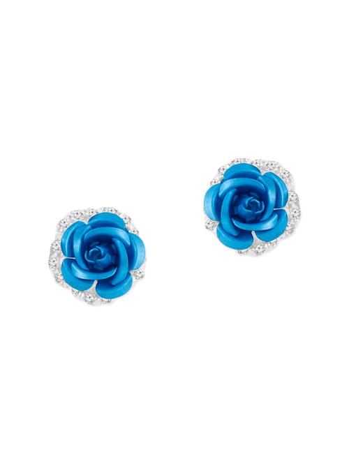 blue colored metal studs earrings - 13693753 - Very Small Image - 1