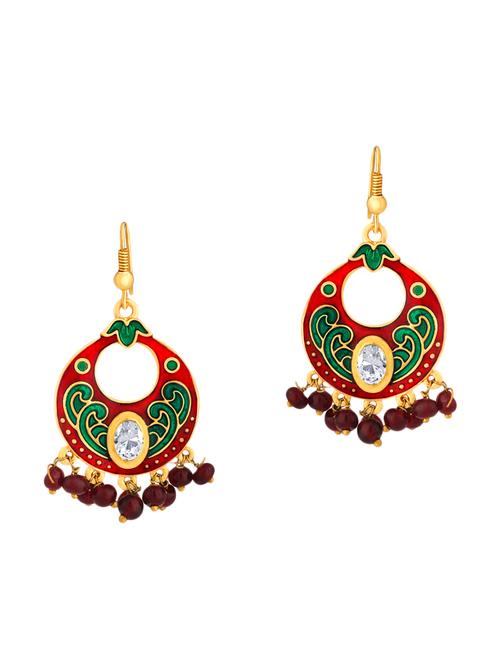 multi colored metal meenakari earrings - 13693809 - Very Small Image - 1