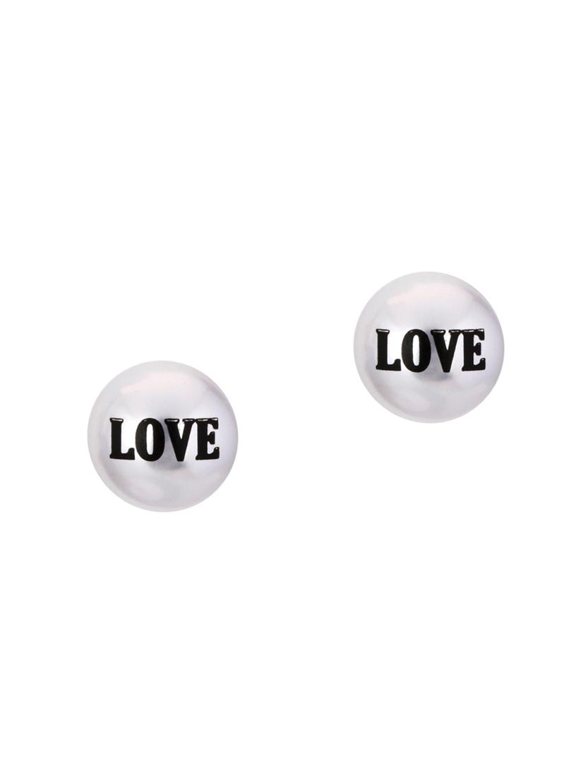 white metal studs earrings - 13693909 - Zoom Image - 3