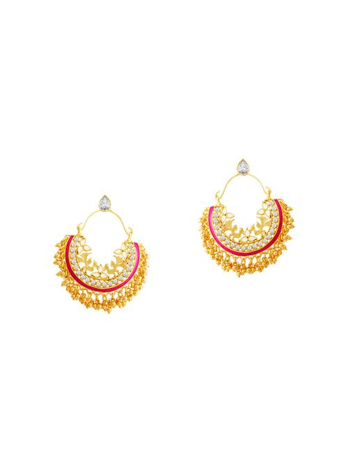 pink brass chandbali earrings - 13694041 - Very Small Image - 1
