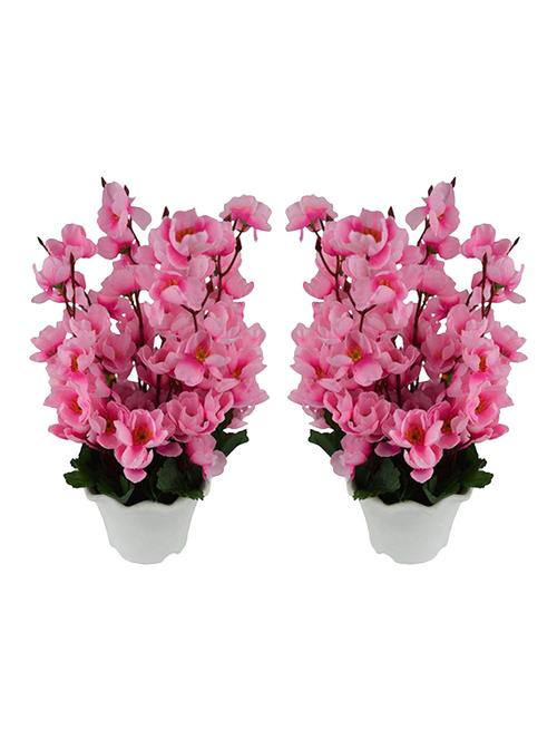 pink peony artificial flower  with pot (12 inch, pack of 2)" - 13696164 - Very Small Image - 1