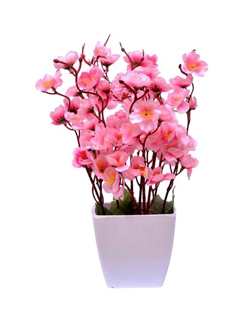 pink orchids artificial flower  with pot (10 inch, pack of 1)" - 13696223 - Very Small Image - 1